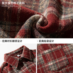 grunge outfits Korean Style Men's Retro Contrast Color Plaid Shirt Men's and Women's Autumn New Style Atmosphere Couple's Shirt Loose Coat