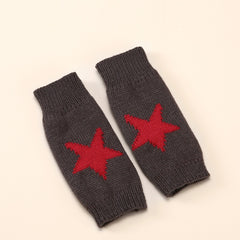 clothes Autumn and Winter Acrylic Wool Five-Pointed Star Gloves Warm Arm Sleeve Leakage Finger Autumn and Winter Oversleeve