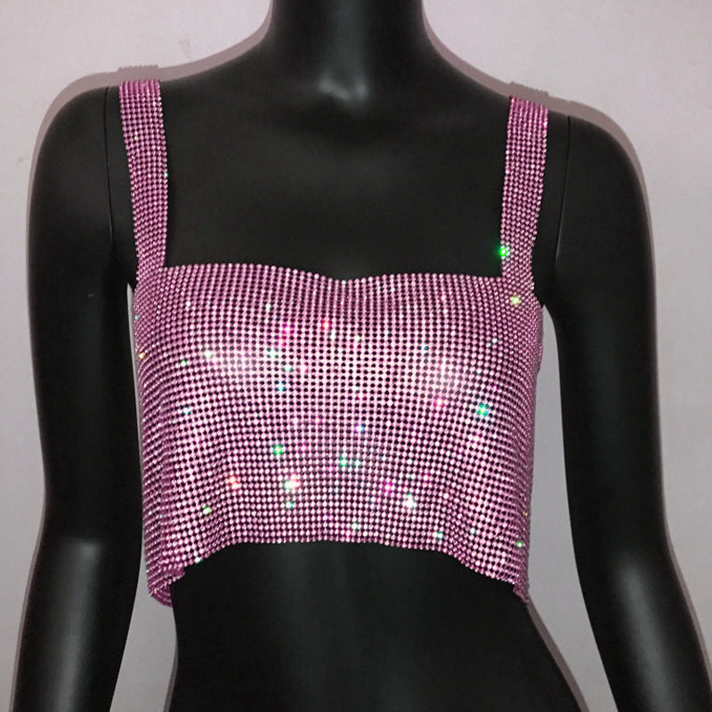 frat outfits Sexy Women's Fashion Rhinestone Camisole Hot Girl Full Diamond Top Women's Inner Wear