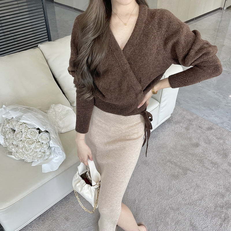 tailgate outfit black women Freeholiday Multi-Color Paper Storage, Side Slit Soft Glutinous Wool Skirt, Solid Color Slim-Fit Slimming Dress