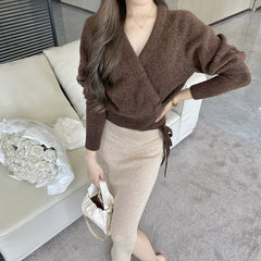 tailgate outfit black women Freeholiday Multi-Color Paper Storage, Side Slit Soft Glutinous Wool Skirt, Solid Color Slim-Fit Slimming Dress