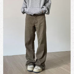 mens winter fashion American Retro Washed Brown Straight Casual Pants Men's and Women's Logging Simple All-Match Loose Pants Spring and Autumn Cow