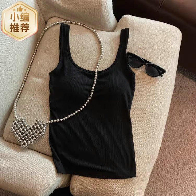 fashion outfits American-Style Hot Girl Backless Camisole Women's U-Shaped Back Bra with Chest Pad