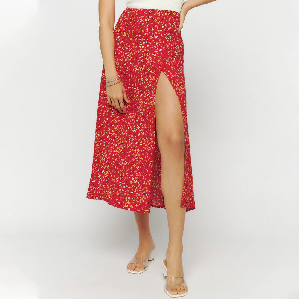 outfit ideas Skirt Leopard Print Long Skirt High Waist Split Hip Skirt Mid-Length A- line Skirt