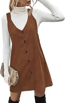 grunge outfits Women's Elegant Corduroy Strap Dress Sexy Commuter Sweet Style Autumn and Winter New
