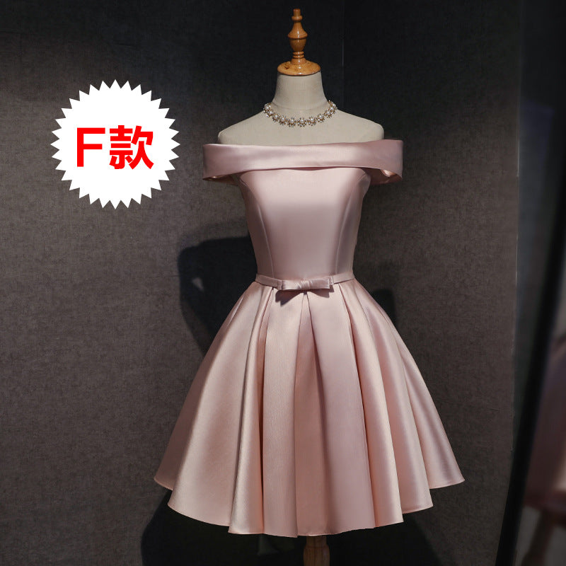 prom dresses Bridesmaid Dress Short Pink New Autumn Sisters Dress Bridesmaid Group Banquet Evening Dress Host Dress