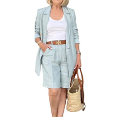 fall brunch outfit Suit Suit Top Shorts Sexy Temperament Women's Fashion Casual Lapel Cardigan