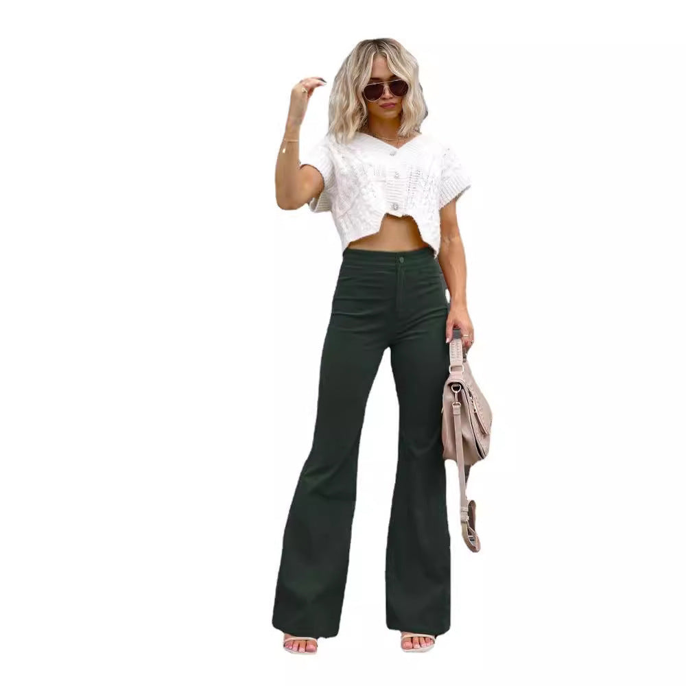 social worker outfits Winter New Pure Color Corduroy Elegant Women's Trousers Slim Pants High Waist Casual Pants