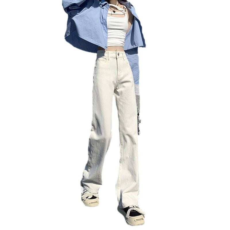 y2k outfits Loose Slimming Fashionable Wide-Leg White Jeans for Women Straight Draping Mop Pants Trendy