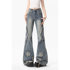 2000s fashion Skinny Jeans for Women Spring and Autumn New Design Sense Niche Loose Casual Horseshoe Horn Long Pants Winter