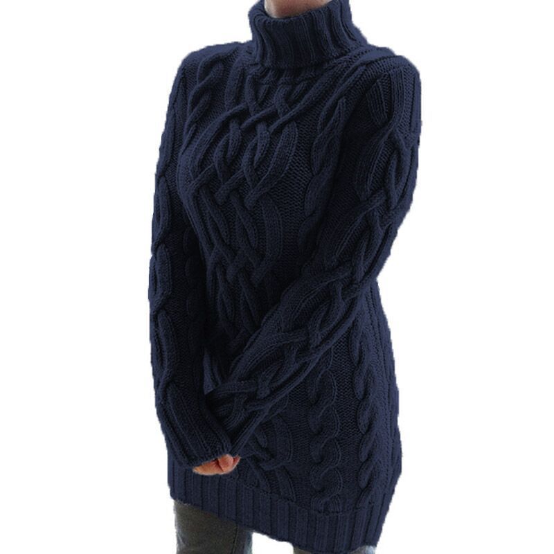 Autumn and Winter New Sweater Women's Sweater Thickened Lapel Long Sleeve Retro Thick Line Dress Women's Clothing