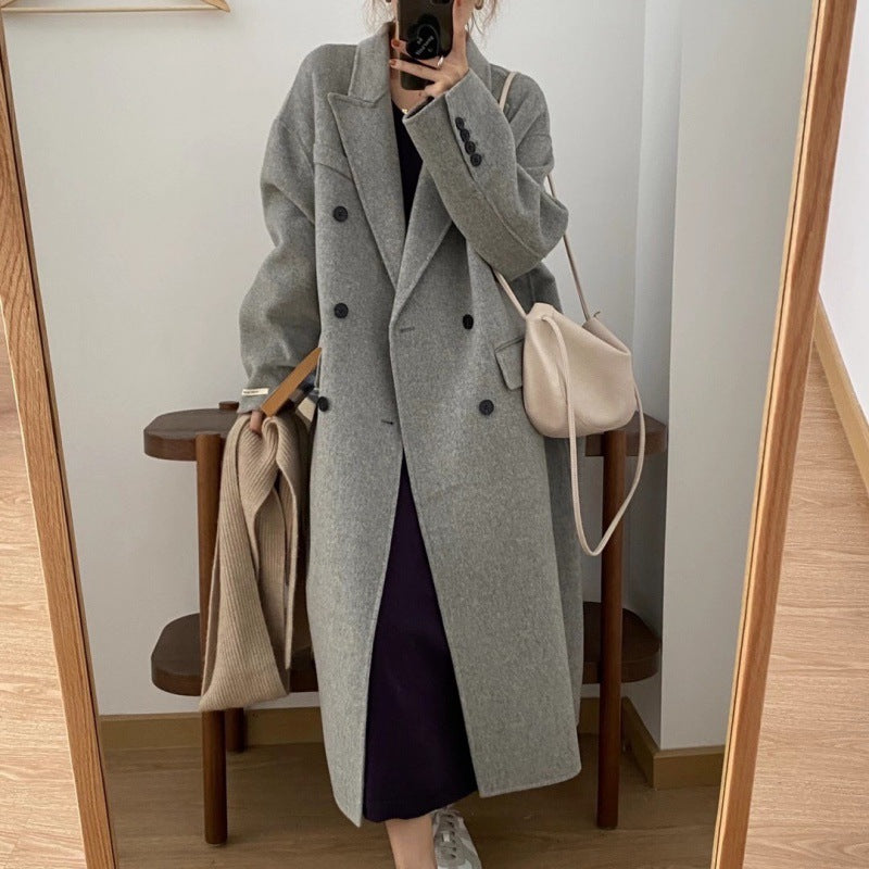 leapord halloween outfit Double-Sided Cashmere Overcoat Women's Mid-Length Profile High-Grade Gray Small Woolen Overcoat