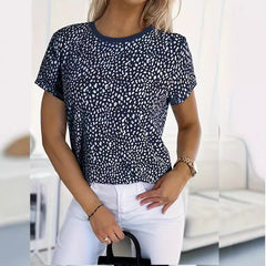 last minute halloween costumes Summer plus Size Printed Women's Fashion Polka Dot round Neck Short Sleeve Casual T-shirt