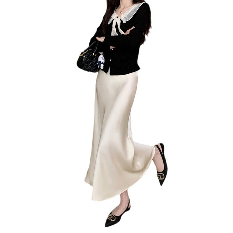 business casual outfits Gentle Style Solid Color Simple Niche Skirt Women's Spring High Waist Slim Fishtail Skirt Fashionable Temperament Mid-Length Skirt
