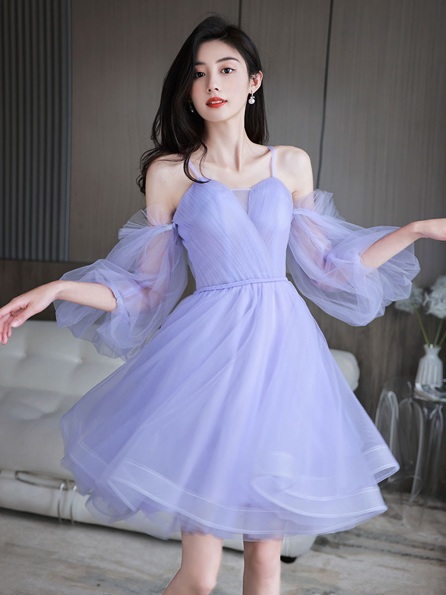 BXOXO Cute Sweetheart Neck Tulle Short Prom Dress, Cute Puffy Homecoming Dress