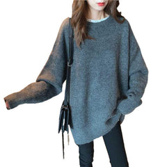 datenight fall outfits round Neck Sweater Women's Mid-Length Loose Pullover Spring Thick Lazy Style Sweater Coat Women's Fashion