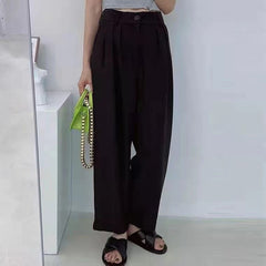 business casual outfits Suit Pants Casual Pants Summer Korean Style Flat Straight Pants Trousers Waist Wrinkle Slimming Women's Pants