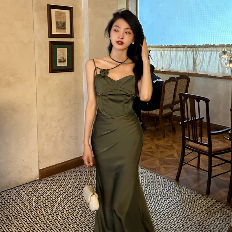 party dresses Satin Sling Dress Women's Early Spring New Slimming Slim High-Grade Long Dress