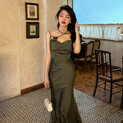 party dresses Satin Sling Dress Women's Early Spring New Slimming Slim High-Grade Long Dress