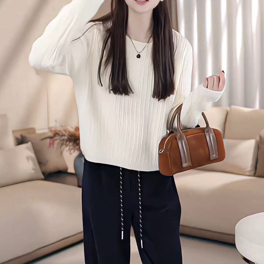 fall outfit Autumn and Winter Elegant Split Button round Neck Knitted Pullover Fashion Casual Sweater Top