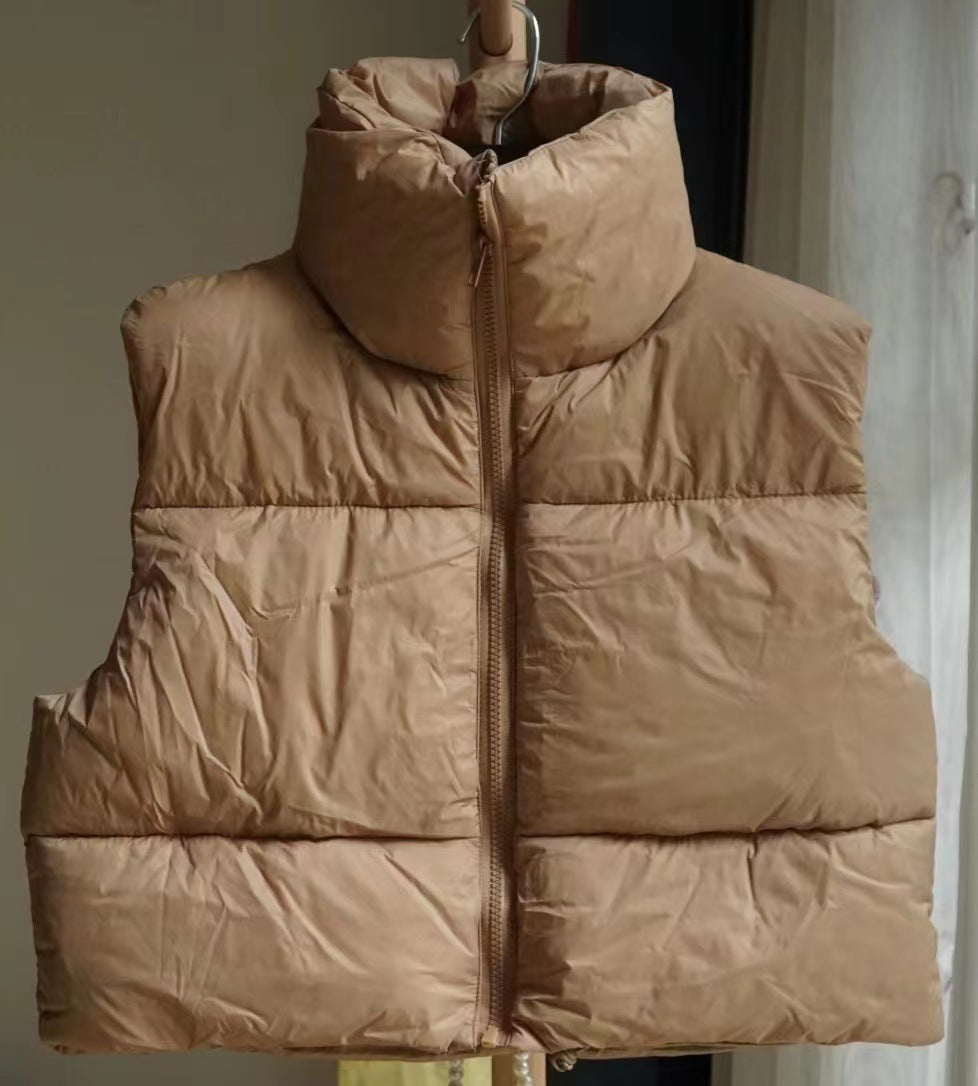 fall outfits women Women's Sleeveless Cotton-Padded Jacket Lightweight down Cotton Vest Winter Stand Collar Thickened Warm Short Vest for Women