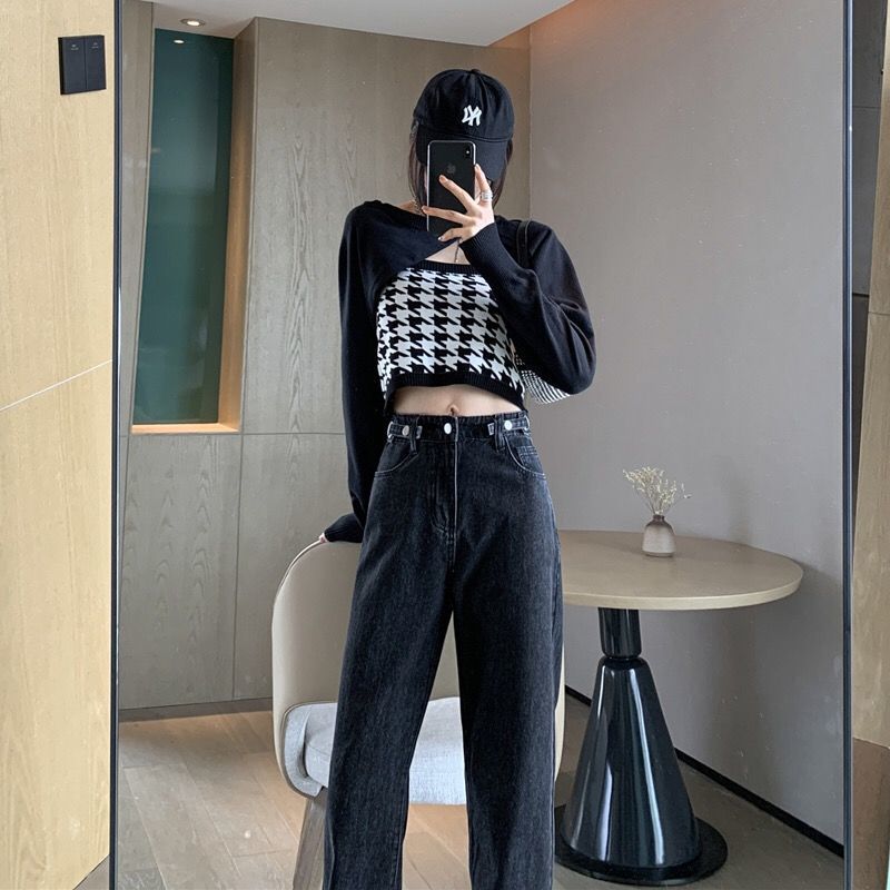 casual fall outfits High Waist Wide Leg Jeans for Women Spring and Autumn Slimming Draping Loose Straight Lengthened Mopping Pants