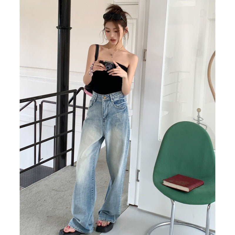 Fall Retro Wide-Leg Jeans Women's Loose Slimming Pants Wide-Leg Pants