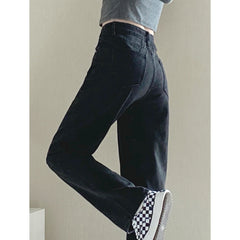 casual outfits Loose Narrow Wide Leg Pants Black Straight Jeans Women's Early Autumn American Style