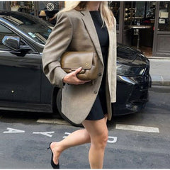leapord halloween outfit Lapel Color Matching Long-Sleeved Suit Jacket Elegant Women's Single-Breasted Commuter Jacket