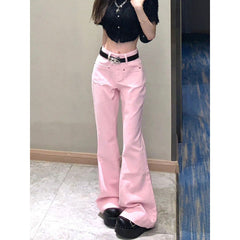 cowgirl outfits American-Style Retro Pink Skinny Jeans Women's Summer High Waist Slimming Spicy Girl Niche Horn Mop Pants