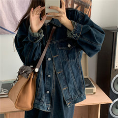 senior jeans Retro Denim Coat + Skirt Suit Spring and Autumn New Hong Kong Style Chic Niche Coat Fried Street Long Sleeve Women's Clothing