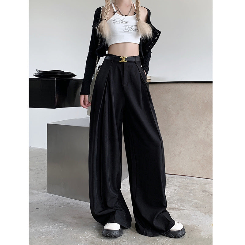 work outfits women Fall Loose High Waist Wide Leg Suit Pants Women's Casual Mopping Long Pants