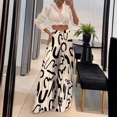 late summer outfits New Women's Printed Women's Wide-Leg Pants