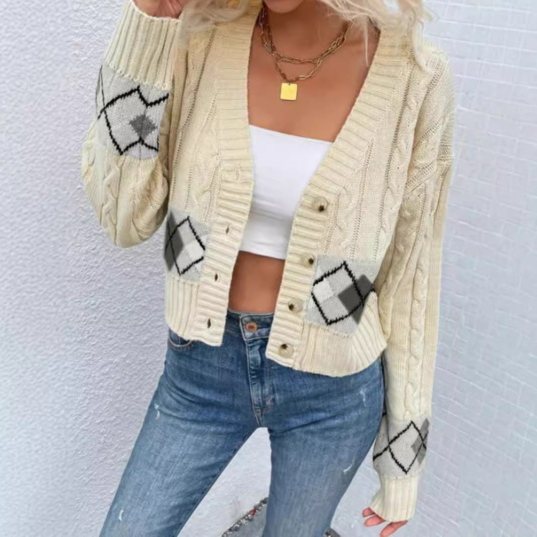 y2k outfits Long Sleeve Cardigan Short Twist Coat Knitwear Spring, Autumn and Winter