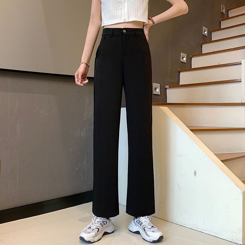 business casual outfits Loose Straight Suit Pants Women's Spring and Autumn High Waist Slimming Work Pants Casual Cropped Black Tapered Harem Pants Summer