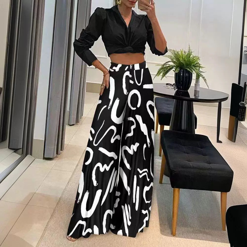 late summer outfits New Women's Printed Women's Wide-Leg Pants