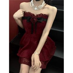 BXOXO - Chic A line Sweetheart Red Lace Homecoming Dresses Birthday Dress Birthday Outfits HOT1185