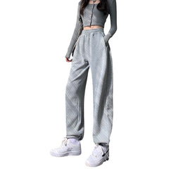 clothes Gray Sports Pants for Women Spring and Autumn New High Waist Loose Wide Leg Pants Ankle-Tied Sweatpants Slim Casual Pants Straight Pants