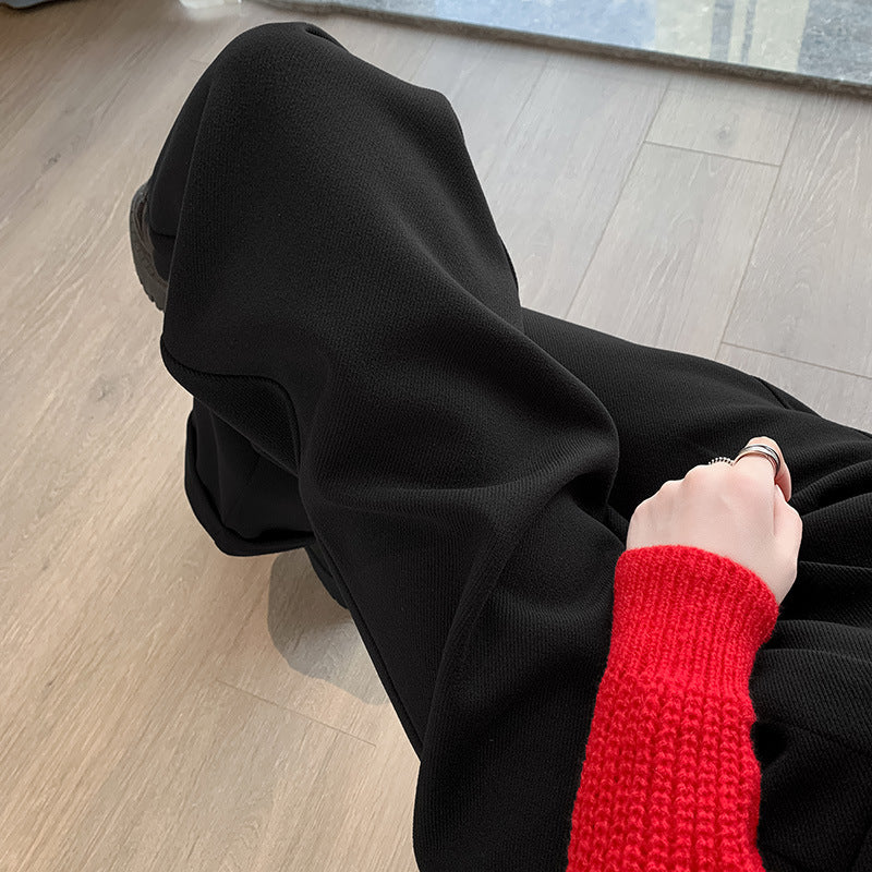 datenight fall outfits Casual Starry Sky Twill Woolen Flanging Small Straight Elastic Waist Women's Walking Fashionable Autumn Trousers