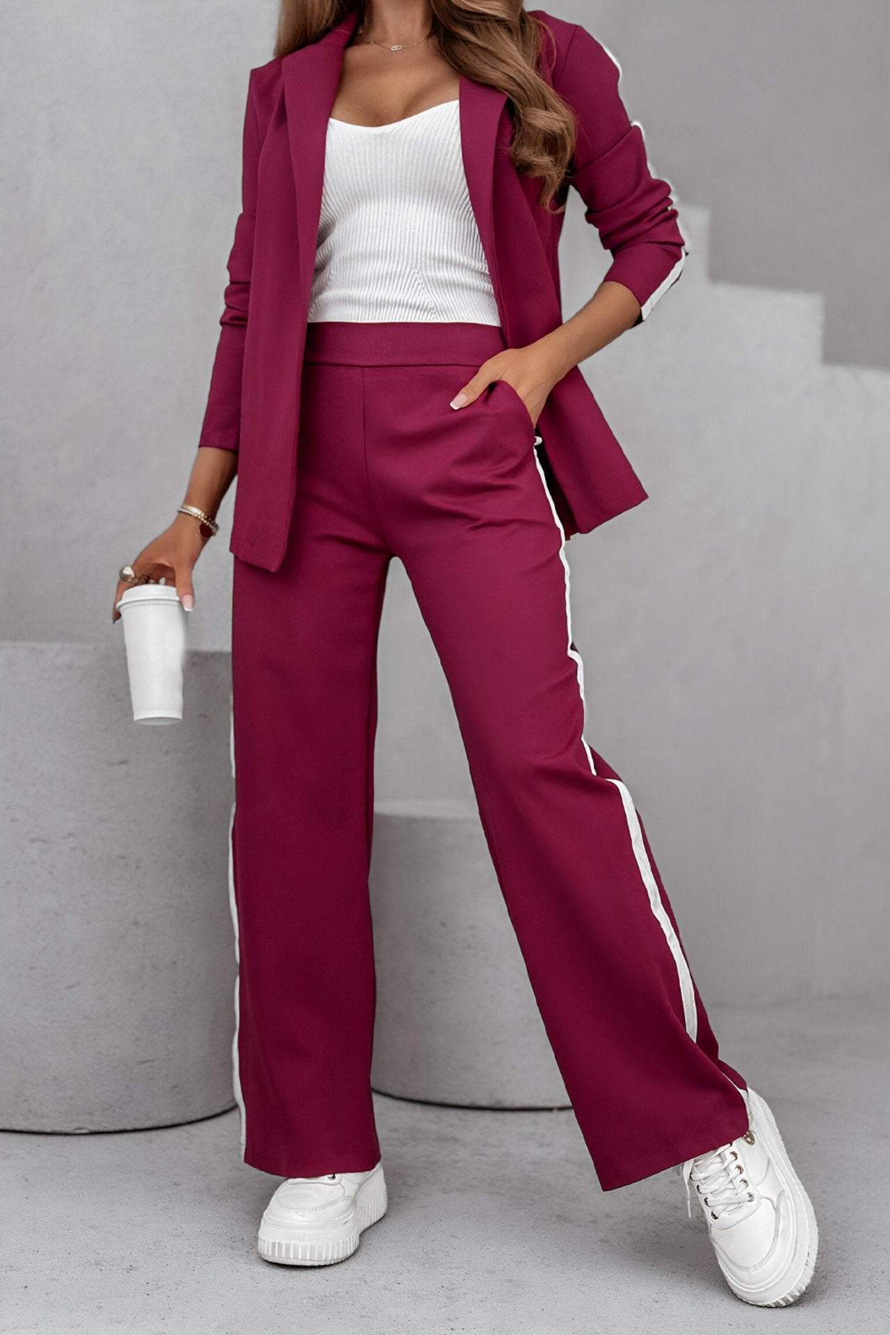 business casual outfits autumn Winter Women's Long-Sleeved Lapel Casual Suit Suit