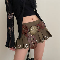 dress to impress outfits American-Style Retro round Hollow Waist Seal Waist Tight with Short Skirt Hot Girl Summer Fashion Belt