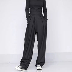 suit Early Spring New Loose Suit Pants Women's High Waist Slimming Casual Wide Leg Pants Velcro plus Size Mop Pants