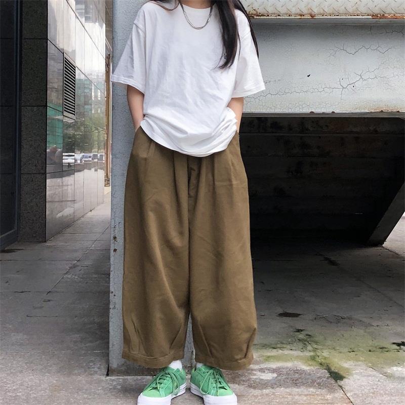 trashy outfits INS Super Popular Japanese Retro Street Lazy Dark Wide-Leg Pants Loose Straight Solid Color Trousers for Men and Women