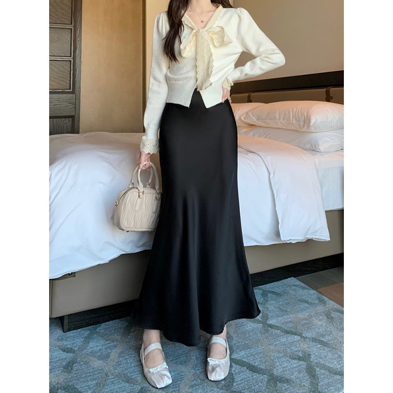 business casual outfits Gentle Style Solid Color Simple Niche Skirt Women's Spring High Waist Slim Fishtail Skirt Fashionable Temperament Mid-Length Skirt