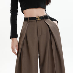 business casual outfits Jinyin Suit Wide-Leg Pants Women's Spring High Waist Slimming Loose Straight Mop Drape Casual Trousers