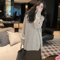 style Soft Glutinous Turtleneck Pullover Women's Autumn and Winter Loose Lazy Style Mid-Length Inner Sweater Top