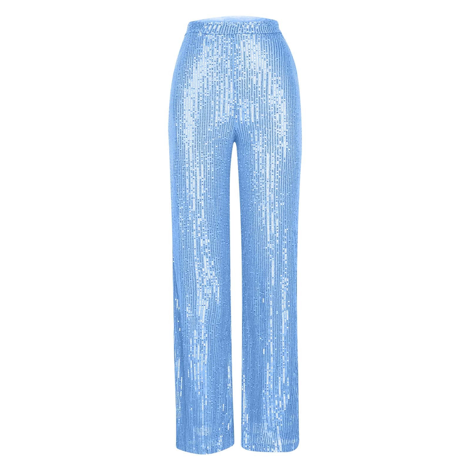 Women's High Waist Fashion Casual Pants EBay Sequins Loose Draping Wide Leg Pants Summer Women's