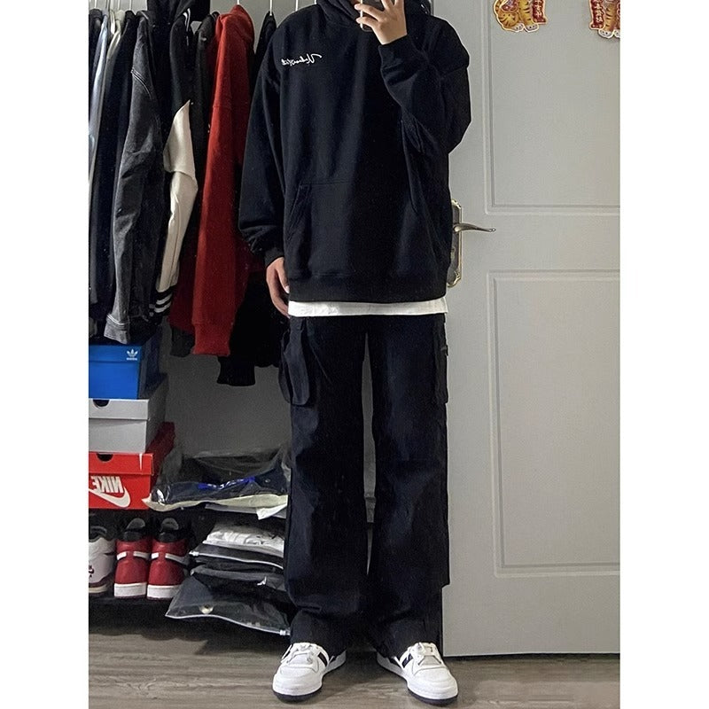 street fashion men streetwear American-Style Nylon Quick-Drying Pleated Pants Men's Summer Outdoor Overalls Straight