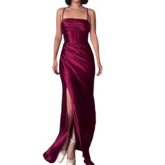 widow dress to impress Summer New Fashion Sexy Backless Red Strap Evening Dress Dress