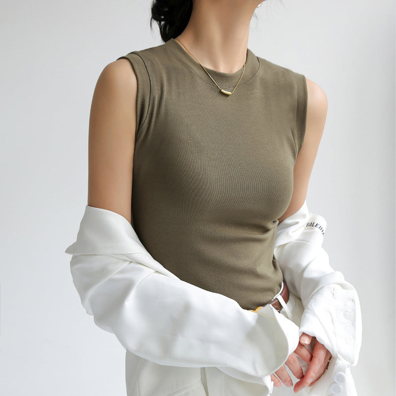 summer outfits inspo Cotton Small round Neck Basic Base All-Match Camisole Women's Summer Inner Sleeveless Outer Wear